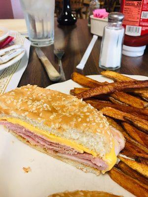 Excellent Ham.  Hot ham & cheese w/ fries.