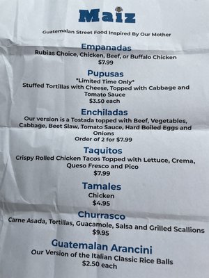 Guatemalan Menu