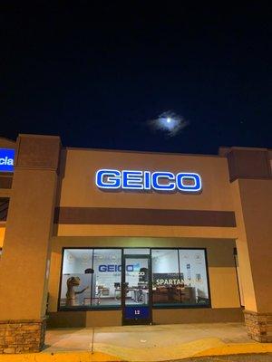 GEICO Spartanburg storefront at night!