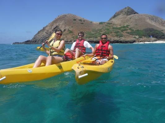 Kayaking back from the Mokes