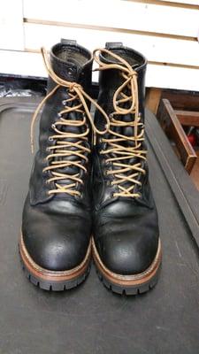 This is the finished product after artys shoe repair inc a new boot came out after shoe rehab