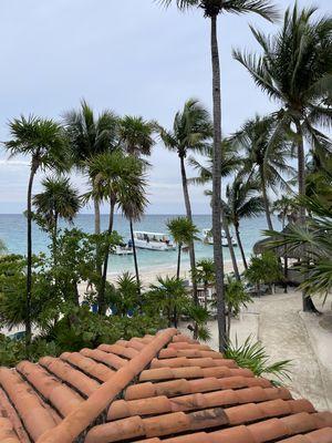 A view from the resort of our dive boats waiting