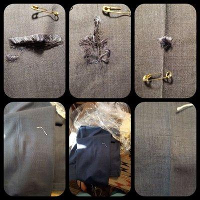 Canali suit many holes.perfect repair.call 619-298-5000.