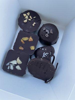 Peanut butter, coconut, mint, cookie dough, macadamia and pistachio chocolates