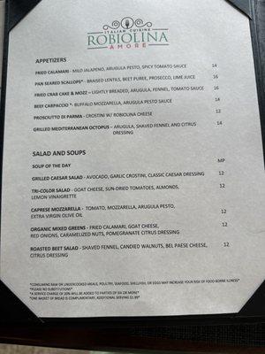 Dinner Menu