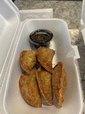 Yaki Mandu $7.95 for 6 pieces (hubs ate one before pic)