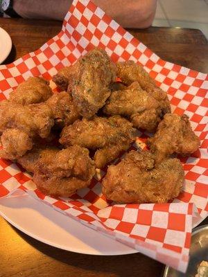 Honey garlic fried chicken wings