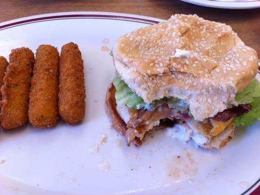 Grilled chicken club and cheese sticks