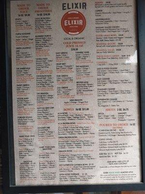 Menu circa 2020 - they had a full menu available as of October (after shutting down for a bit earlier in the year, thanks to COVID).