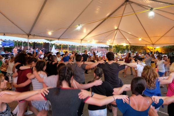 Open dance floor at sunset