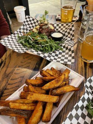 French fries and steak.