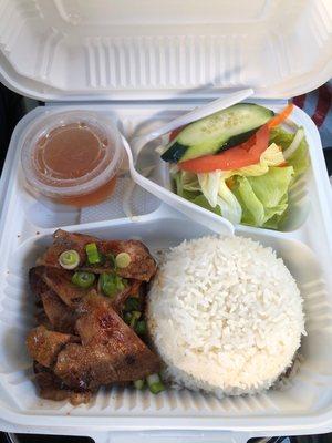 Grilled Porkchop Riceplate $13. Support local businesses versus large chains. Do not rely on menu pricing on yelp as they may be outdated.