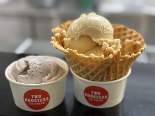 Blackberry Hibiscus and Coffee Bourbon ice cream