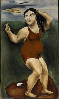 Yasuo Kuniyoshi, Bather with Cigarette, 1924, Oil on canvas, 42 1/4 × 25 1/4 inches, Dallas Museum of Art, Dallas Art Associa...