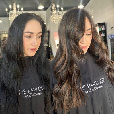 Before and after balayage