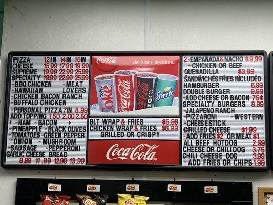 Food/Snack Counter Menu (Photo 1) 3-25-2023