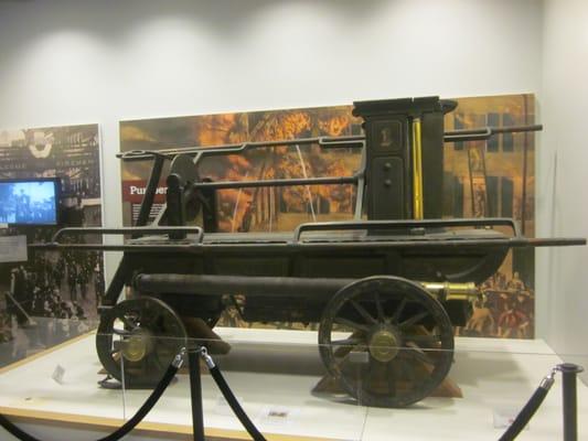 18th Century Fire Department Pumper Truck in lobby