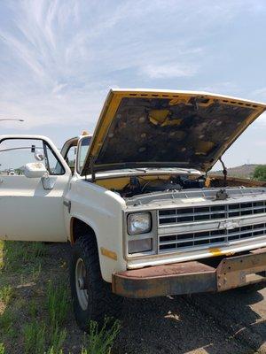 I had to leave my Chevy 1-ton by the side of the road after 3-hours of waiting in the heat.