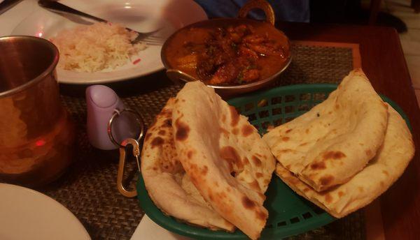 Naan, rice, lamb entrée