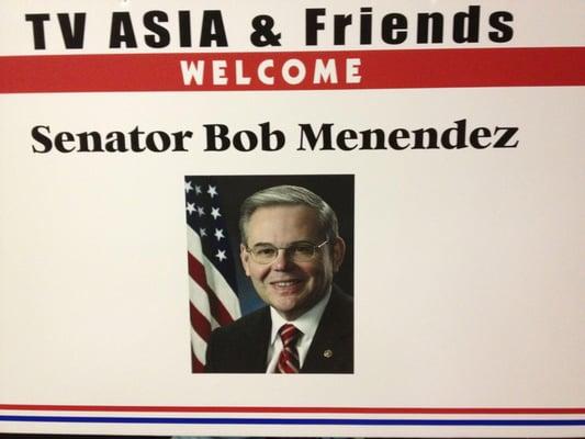 Senator Robert Menendez fundraiser with TV Asia. 