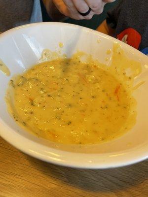 Broccoli cheddar soup bowl