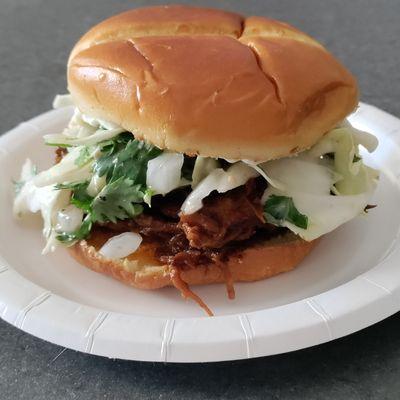 Pulled pork and cilantro slaw sliders