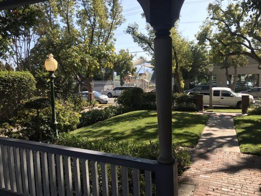 Front porch looking towards beautiful front lawn of where Dr. Shipko practices in historic Pasadena.