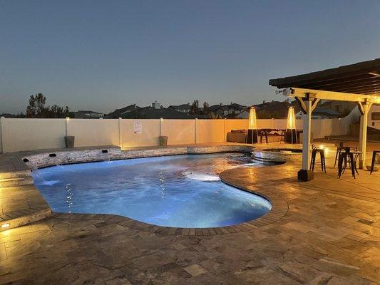 Amazing lighting within the pool!