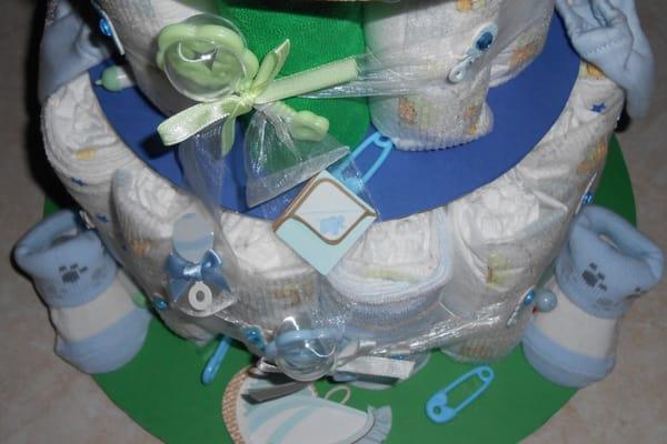 It's A Boy!!! Pamper Cake for baby shower with lots of useful things.