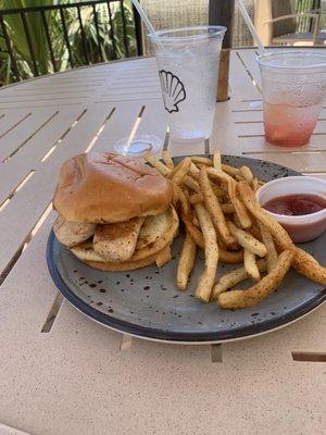 Mahi sandwich with tartar sauce and fries. Great!