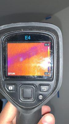 Infrared cameras utilized to find moisture and document the damage for the insurance company.