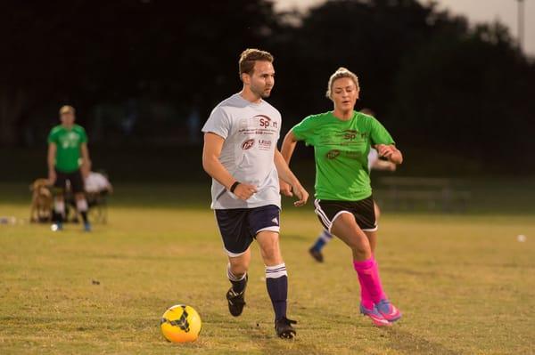 Coed Soccer Action