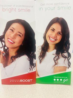 BOOST--In-office whitening
GO---Take home whitening.
Ask @ office !