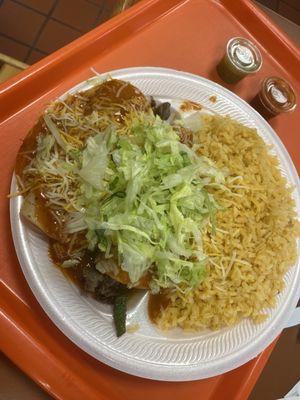 17. Two Enchiladas Combination Plate All rice no beans