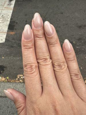 Soft builder gel nails in a nude color