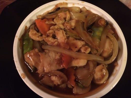 Chicken with black bean sauce. Small portion.