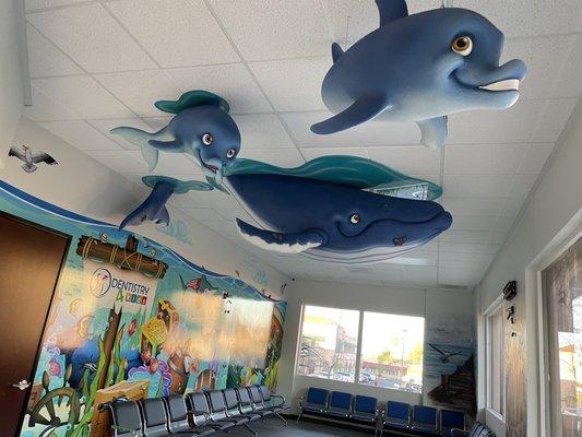 Aquatic themed patient waiting room