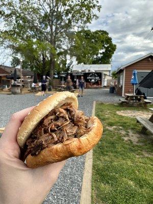 Hand pulled pork sandwich