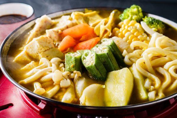 vege hot pot w curry broth