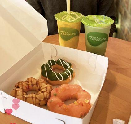 Mochi donut and matcha tea