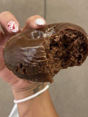 Chocolate donut with chocolate frosting