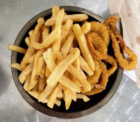 Fries and onion rings