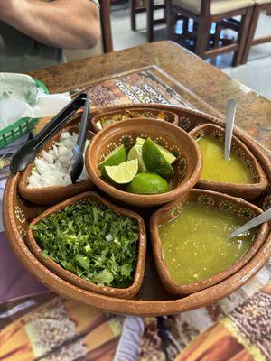 Platter with all the accoutrements to build your tacos