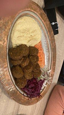 Falafel and Hummus appetizer plate