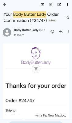 Order that was never received from Feb 6