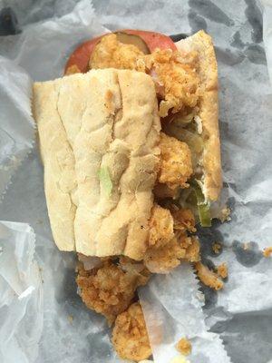 Shrimp Po'Boy  with extra slaw and sauce.