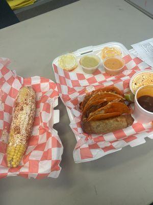 Birria trio and street corn