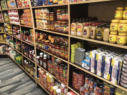 The dry grocery section. A great mix of food at normal prices.