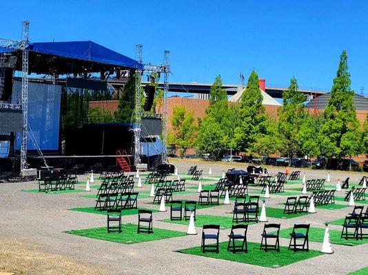 Outdoor theatre by OMSI at base if Tilikum Crossing