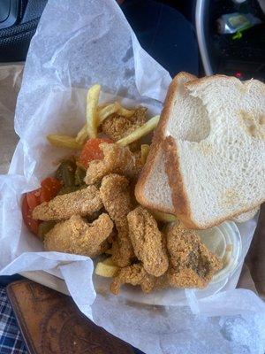 Catfish nugget basket fried hard! So good.